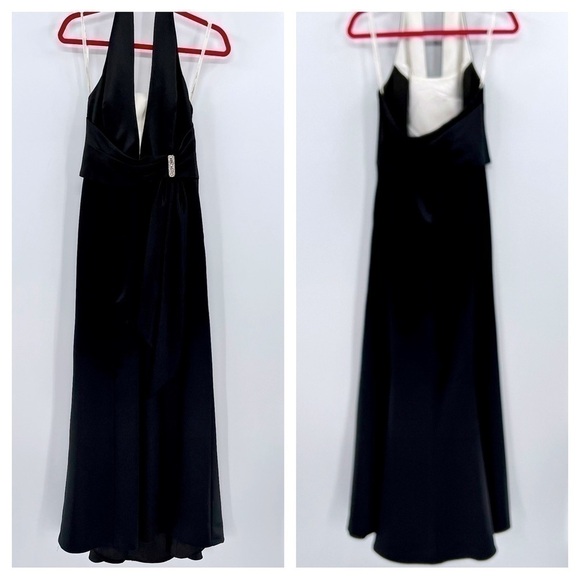 David's Bridal Black Halter Neck Formal  Prom Bridesmaid Dress size 6 - Picture 4 of 14